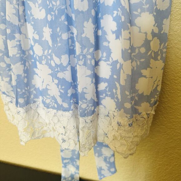 Disney Alice In Wonderland Dress Sz Small Colleen Atwood Blue White Floral Lace - Picture 3 of 6